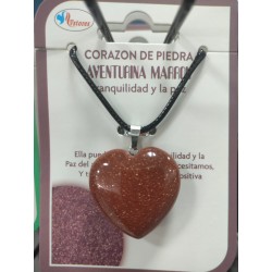 Colgante de piedra Aventurina Marrón con forma de corazón tamaño grande