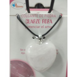 Colgante de piedra Cuarzo Rosa con forma de corazón tamaño grande