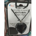 Colgante de piedra Agata negra con forma de corazón tamaño mediano