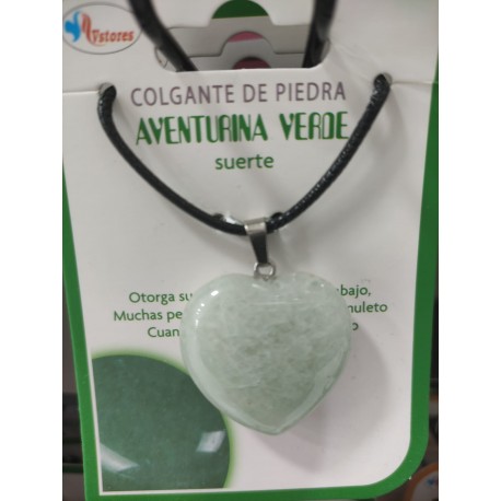 Colgante de piedra Aventurina Verde con forma de corazón tamaño mediano