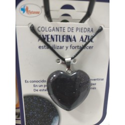 Colgante de piedra Aventurina Azul con forma de corazón tamaño mediano