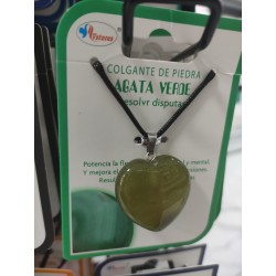 Colgante de piedra Agata verde con forma de corazón tamaño mediano