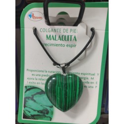 Colgante de piedra Malaquita con forma de corazón tamaño mediano