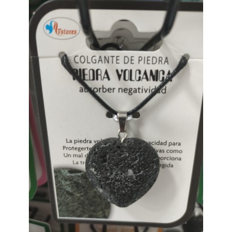 Colgante de piedra Volcánica con forma de corazón tamaño mediano