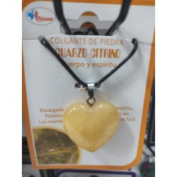 Colgante de piedra Cuarzo Citrino con forma de corazón tamaño mediano