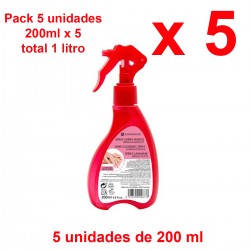 5 x Spray Higienizante Hidroalcoholico Limpiamanos con Aloe Vera 200ml Botella Spray - total 1 litro